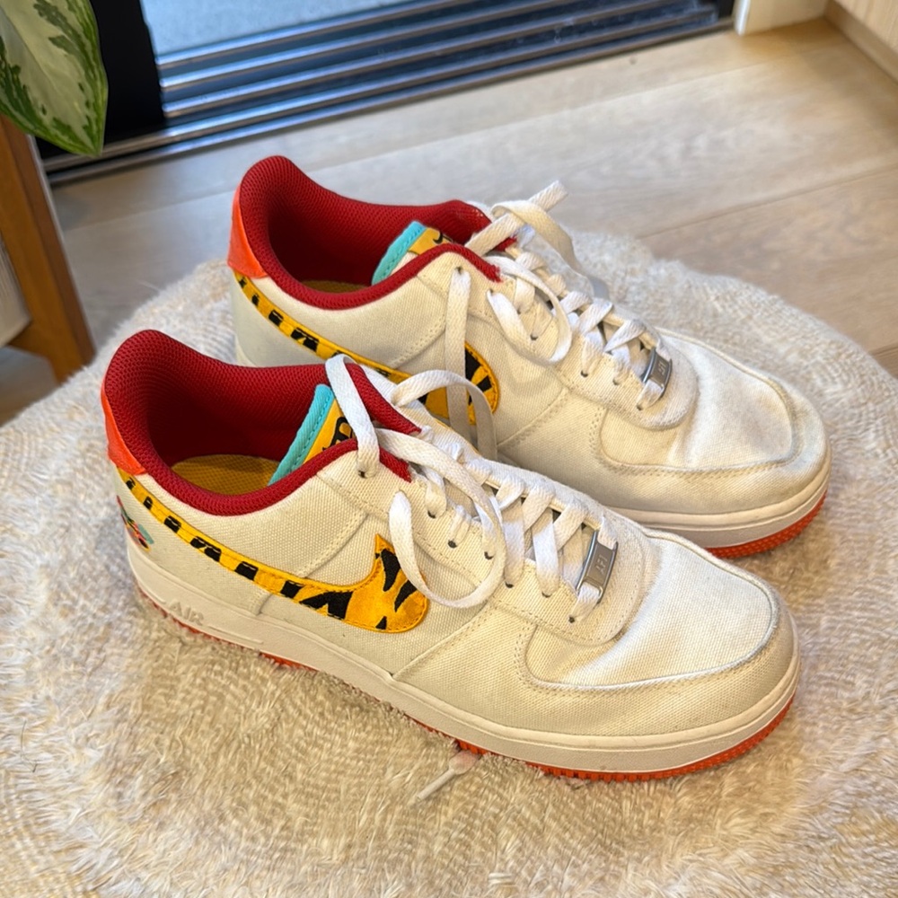Nike Air Force 1 White with Red and Leopard Accents